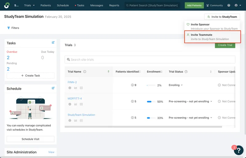Screenshot of the StudyTeam platform